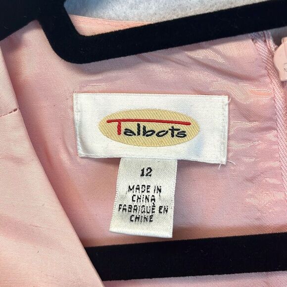 TALBOTS Sheath Dress and Jacket Set Size 12 Pink Floral 100% Silk Button Front - Picture 6 of 12